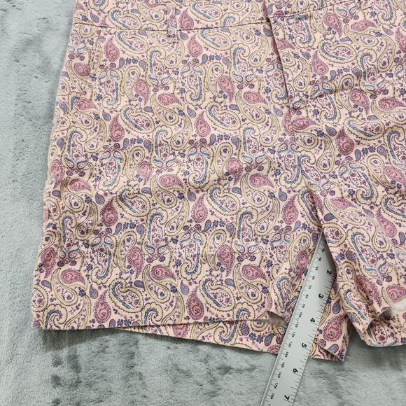 Magnolia Grace Shorts Womens 16 Pink Paisley Stretch Linen Blend Preppy Summer - Picture 9 of 11